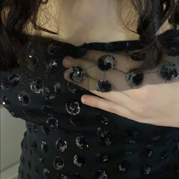 Juniors Black dress with sequins polka dots. - Picture 5 of 7